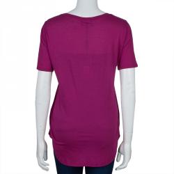 Pre Owned Emporio Armani Pink Studded Logo T-Shirt L