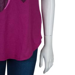 Pre Owned Emporio Armani Pink Studded Logo T-Shirt L