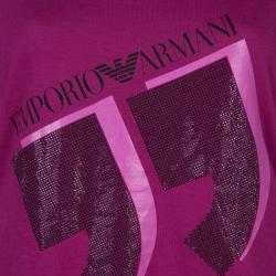 Pre Owned Emporio Armani Pink Studded Logo T-Shirt L