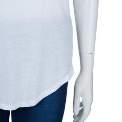 Pre Owned Emporio Armani White Studded Logo T-Shirt L