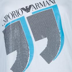 Pre Owned Emporio Armani White Studded Logo T-Shirt L