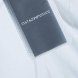Pre Owned Emporio Armani White Studded Logo T-Shirt L
