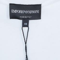 Pre Owned Emporio Armani White Studded Logo T-Shirt L