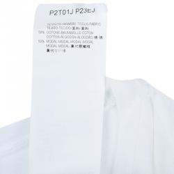 Pre Owned Emporio Armani White Studded Logo T-Shirt L