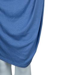 Pre Owned Emporio Armani Blue Knit Ruched Dress M