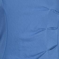 Pre Owned Emporio Armani Blue Knit Ruched Dress M