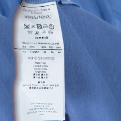 Pre Owned Emporio Armani Blue Knit Ruched Dress M