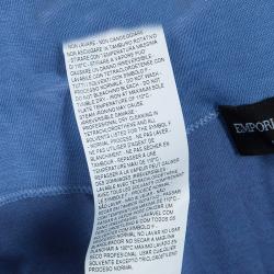 Pre Owned Emporio Armani Blue Knit Ruched Dress M