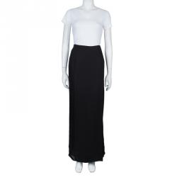 Pre Owned Emporio Armani Black Silk Maxi Skirt M