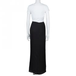 Pre Owned Emporio Armani Black Silk Maxi Skirt M