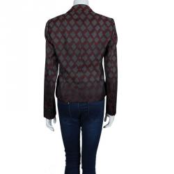 Pre Owned Emporio Armani Burgundy Textured Jacquard Blazer L
