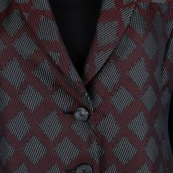 Pre Owned Emporio Armani Burgundy Textured Jacquard Blazer L