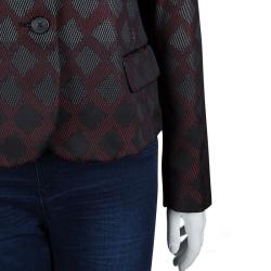 Pre Owned Emporio Armani Burgundy Textured Jacquard Blazer L