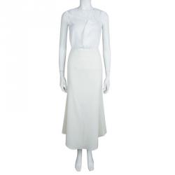 Pre Owned Emporio Armani Cream Wool Flared Maxi Skirt L