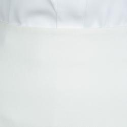 Pre Owned Emporio Armani Cream Wool Flared Maxi Skirt L