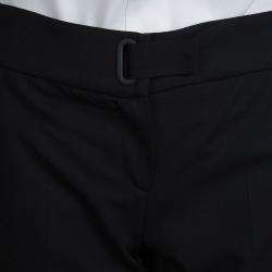 Pre Owned Emporio Armani Black Stretch Wool Trousers S