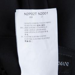 Pre Owned Emporio Armani Black Stretch Wool Trousers S