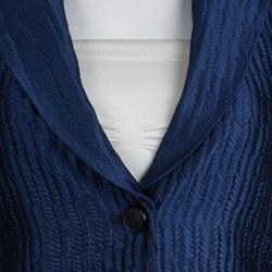 Pre Owned Emporio Armani Navy Blue Intracciato Effect Blazer S