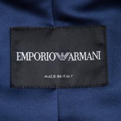 Pre Owned Emporio Armani Navy Blue Intracciato Effect Blazer S