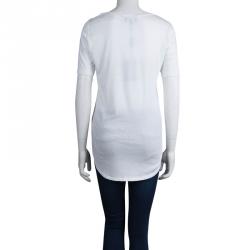 Pre Owned Emporio Armani White Studded Logo T-Shirt M