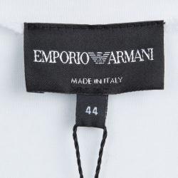 Pre Owned Emporio Armani White Studded Logo T-Shirt M