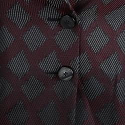 Pre Owned Emporio Armani Burgundy Textured Jacquard Blazer S