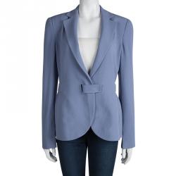 Pre Owned Emporio Armani Blue Loop Detail Cady Blazer L