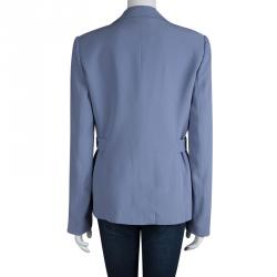 Pre Owned Emporio Armani Blue Loop Detail Cady Blazer L