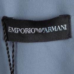 Pre Owned Emporio Armani Grey V-neck Button Detail Fitted Dress S