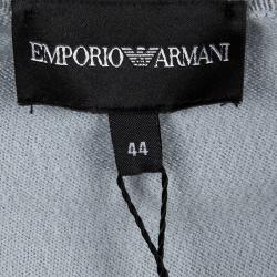 Pre Owned Emporio Armani Grey Chenille Polka Dot Short Sleeve Knit Dress M