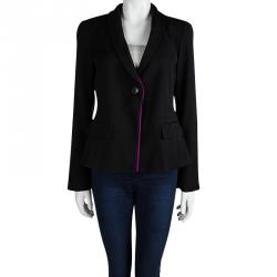 Pre Owned Emporio Armani Black Faux Double Layer Blazer M