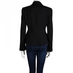 Pre Owned Emporio Armani Black Faux Double Layer Blazer M