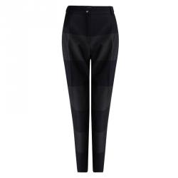 Pre Owned Emporio Armani Navy Blue Colorblock Striped Trousers M