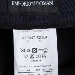 Pre Owned Emporio Armani Navy Blue Colorblock Striped Trousers M