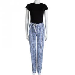 Pre Owned Emporio Armani Multicolor Printed Mesh Overlay Trousers S