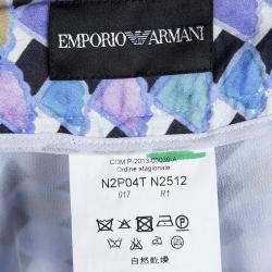 Pre Owned Emporio Armani Multicolor Printed Mesh Overlay Trousers S