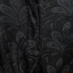 Pre Owned Emporio Armani Grey Floral Jersey Jacquard Trousers M