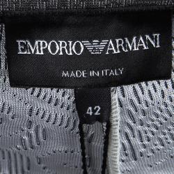 Pre Owned Emporio Armani Grey Floral Jersey Jacquard Trousers M