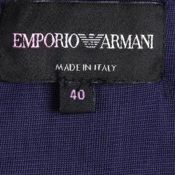 Pre Owned Emporio Armani Navy Blue Plisse One Shoulder Dress S