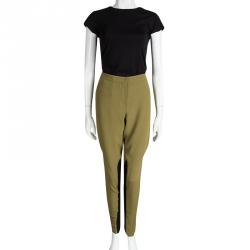 Pre Owned Emporio Armani Green Paneled Trousers M