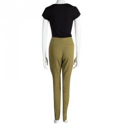 Pre Owned Emporio Armani Green Paneled Trousers M