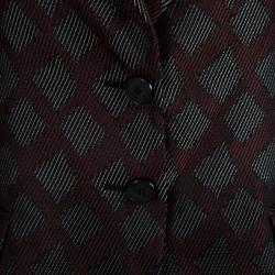 Pre Owned Emporio Armani Burgundy Textured Jacquard Blazer M