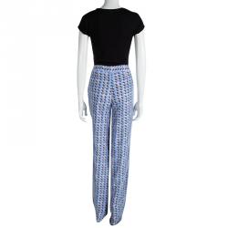 Pre Owned Emporio Armani Multicolor Printed Mesh Overlay Trousers L