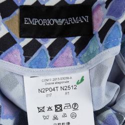 Pre Owned Emporio Armani Multicolor Printed Mesh Overlay Trousers L