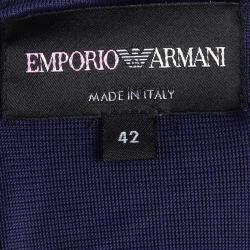 Pre Owned Emporio Armani Navy Blue Plisse One Shoulder Dress M