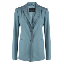 Pre Owned Emporio Armani Teal Wool Notched Collar Blazer M