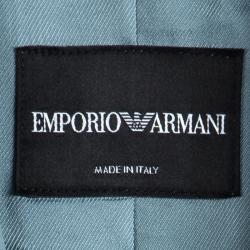 Pre Owned Emporio Armani Teal Wool Notched Collar Blazer L