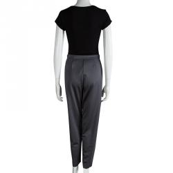 Pre Owned Emporio Armani Grey High Waist Regular Fit Trousers S 