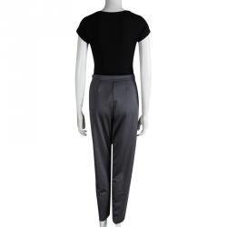 Pre Owned Emporio Armani Grey High Waist Regular Fit Trousers M