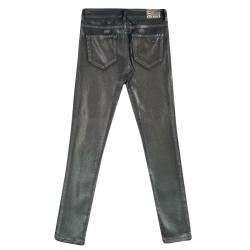 Pre Owned Emporio Armani Metallic Grey Denim Mila Jeggings S